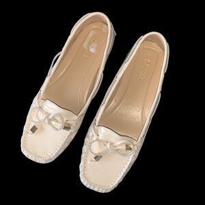 Michael Kors patent leather driving loafers moc toe bow size 7
